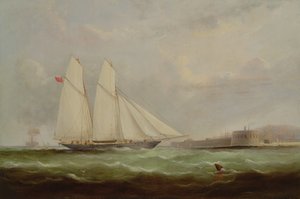 Schoenerjacht Esmeralda nadert Cherbourg, 1861