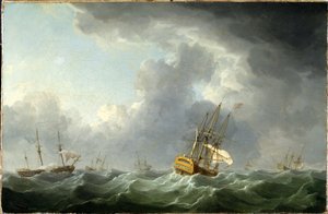 Engelse schepen voor een storm