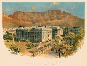 Parlementsgebouw en Tafelberg, Kaapstad
