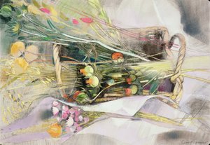 Mand met Gedroogde Bloemen