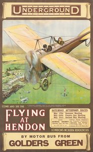 "Vliegen in Hendon", een reclameposter, 1914