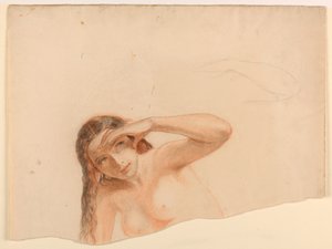 Vrouwelijk naakt met linkerhand