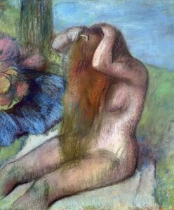 Vrouw die haar Haar doet, c.1895 (pastel)