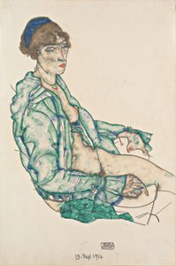 Zittende Halfnaakte met Blauwe Haarband, 1914