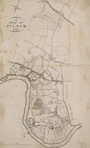 Een kaart van Fulham, Londen, 1813