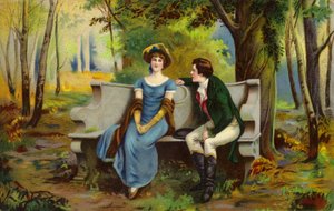 Koppel zittend op een liefdesstoel
