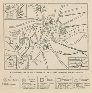 Kaart van Londense gevangenissen