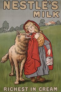 Poster die Nestlé melk adverteert, 1900