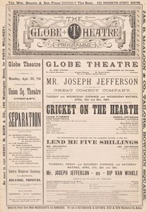 Het Globe Theatre Programma, 21 april 1884