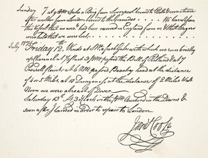 Het handschrift van James Cook, juli 1771