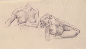 Twee studies van vrouwelijke naakten