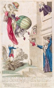 Cartoon die mode en ballonvaren belachelijk maakt, ca. 1783-4