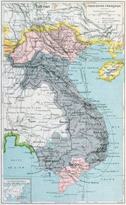 Franse schoolboekkaart van Indochina, 1905