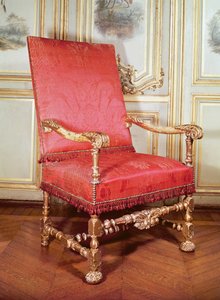 Louis XIII stoel (hout & damast)
