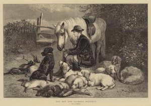 Hondenjongen en Clumber Spaniels