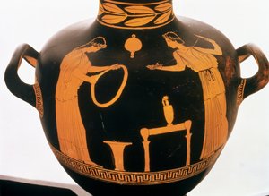 Detail van een Attische roodfigurige Hydria