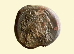 Hellenistische munt met het hoofd van Zeus