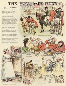 Serie illustraties die de Hollydale Hunt uitbeelden