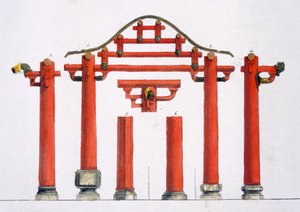 Chinese houten architectonische kenmerken, ca. 1820-30