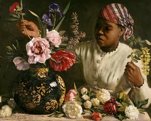 Zwarte vrouw met pioenen, 1870