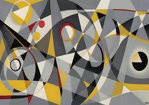 abstract: zilver-gele cirkels 2