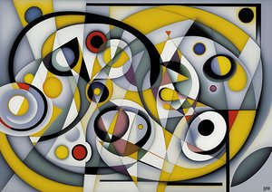 abstract: zilver-gele cirkels 3