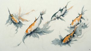 inkt schilderij: Koi-karper 01