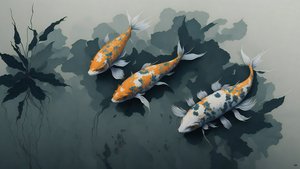inkt schilderij: Koi-karper 02