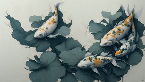 inkt schilderij: Koi-karper 04