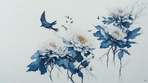 Chrysant bloem in blauw _01