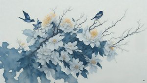 Chrysant bloem in blauw _02