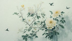 Chrysant bloem in groen _01