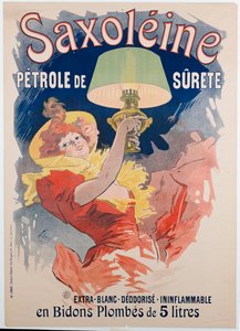 Poster die "Saxoleine" adverteert, veiligheidslampolie