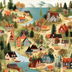 Afbeelding van huizen in cartoonstijl
