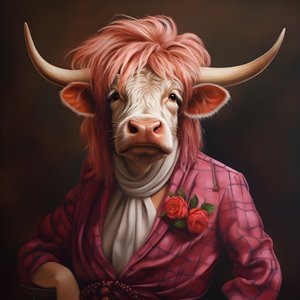 Hooglandkoe als Marilyn Monroe
