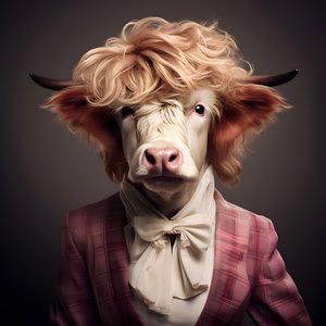 Hooglandkoe als Marilyn Monroe