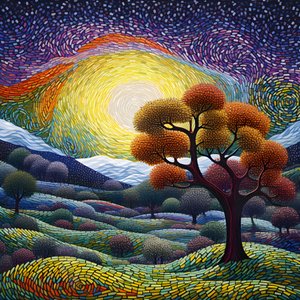 Landschap met bomen en heuvels 1