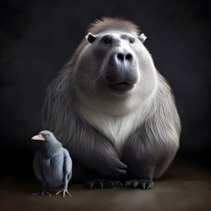 Capibara gemengd met een zilverrug gorilla