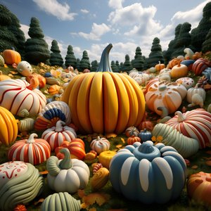 Kleurrijke pompoenen in 3D 1