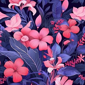 Een boeket bloemen in roze en blauw 2