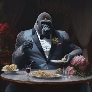 een gorilla aan het eten 2