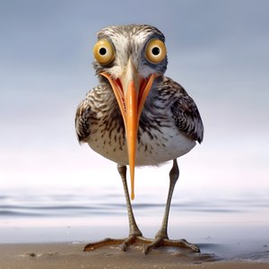 een strandloper houdt een vis vast