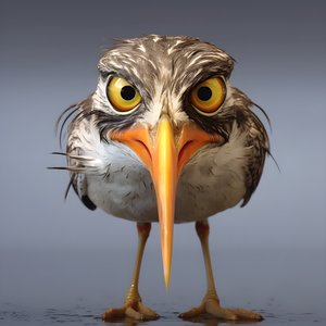 een strandloper houdt een vis vast