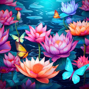 naadloos patroon van lotus bloemen en vlinders