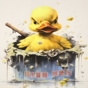Trendy badeend reclameposter - de gele
