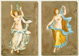 Dansende meisjes uit een Pompeiaanse schildering