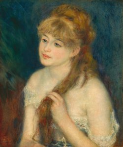 Jonge vrouw vlecht haar haar, 1876