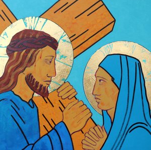 Jezus ontmoet zijn moeder