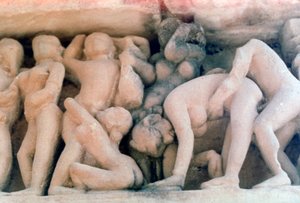 Erotisch Beeldhouwwerk, Khajuraho, India
