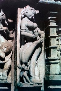 Erotisch beeldhouwwerk, Khajuraho, India, ca. 950-1050, 20e eeuw